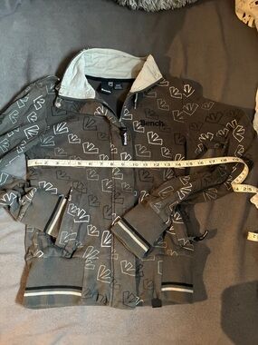 Bench Charcoal Gray Patterned Zip Hoodie with White Accents